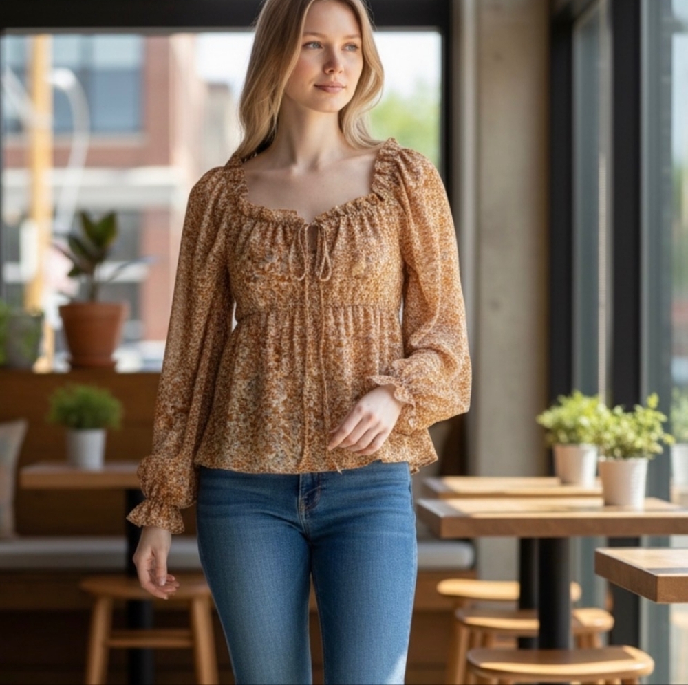Lulus S Women's Floral Tan Top